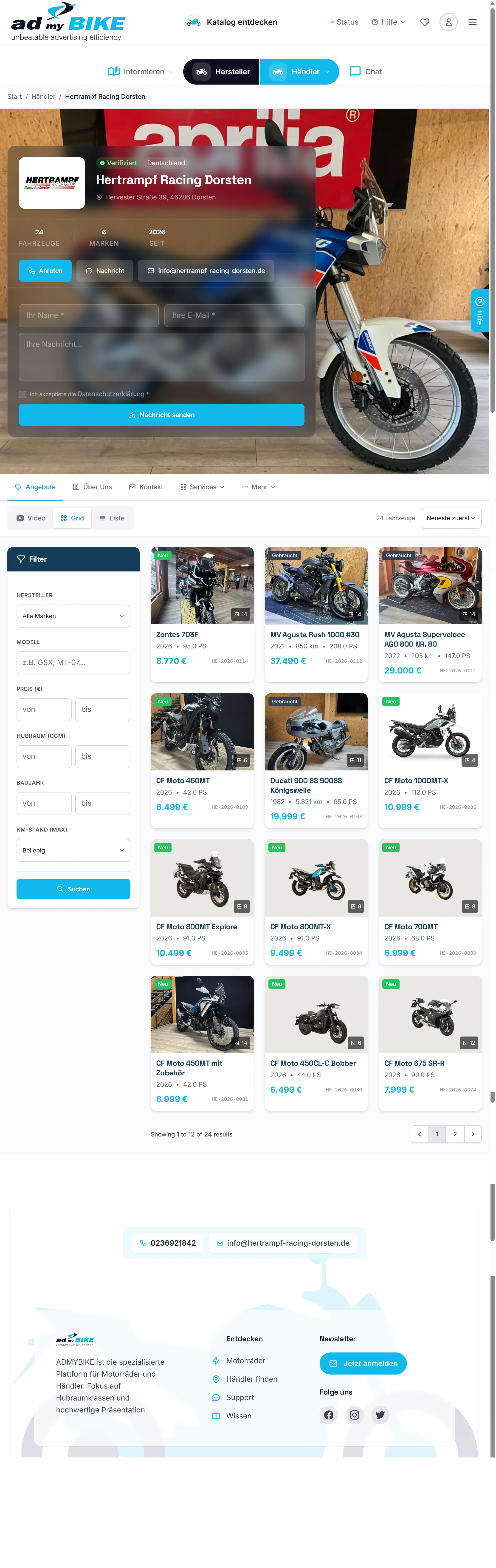AdMyBike H&auml;ndlerseite
